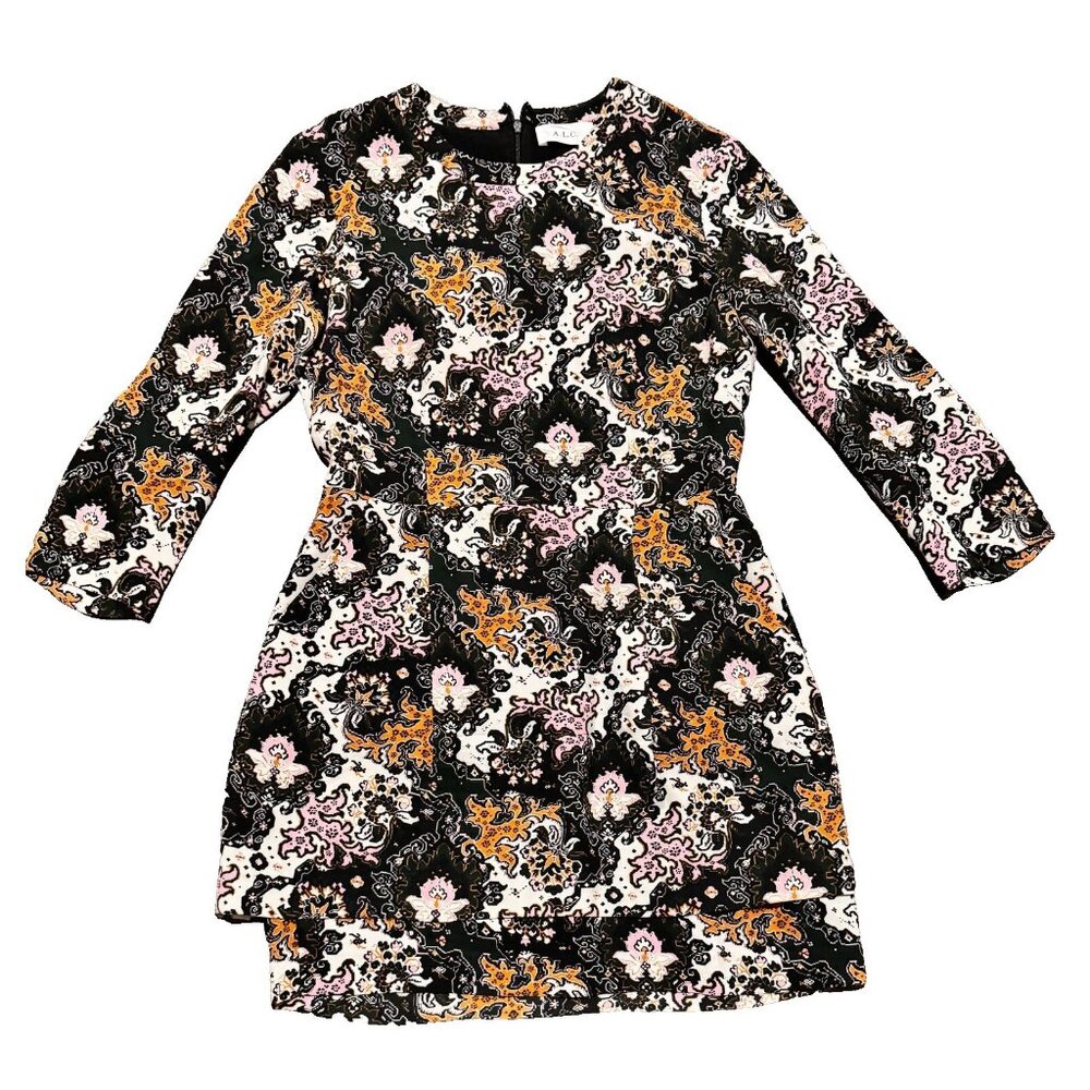 A.L.C Tordi Paisley Print Tiered Dress 100% silk size 6 multicolor